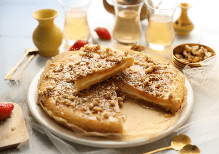 Harcha with Cheese and Honey from the Oven