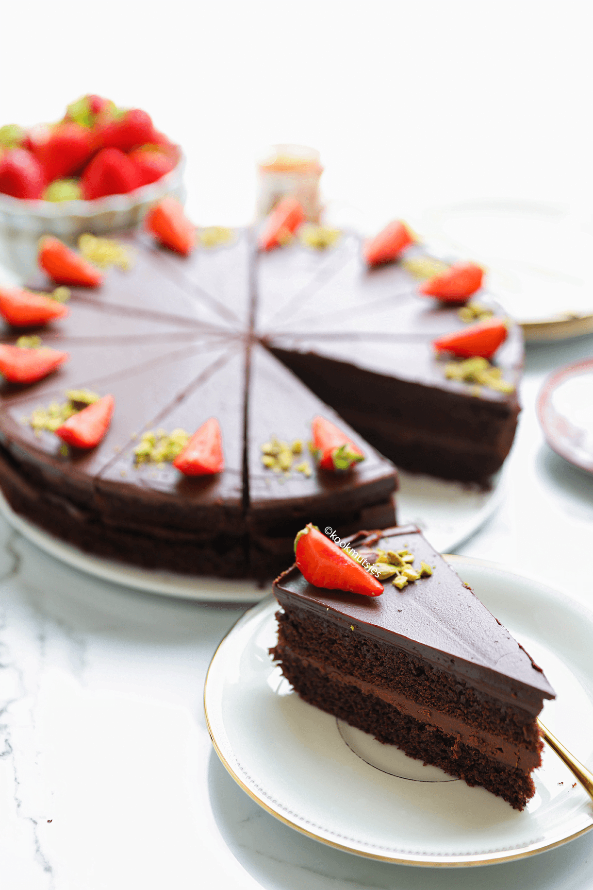 Chocoladetaart (no oven bake) eindresultaat van Kookmutjses