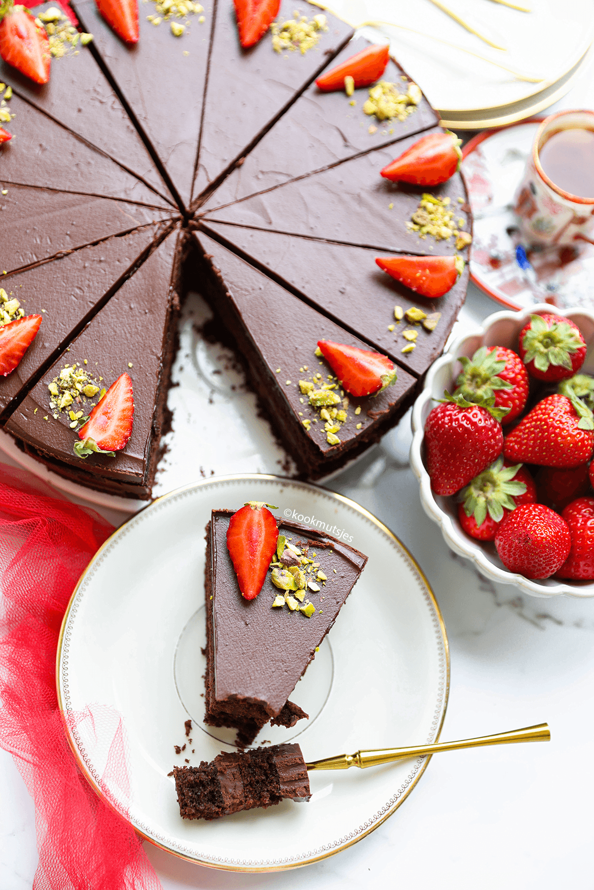 Chocoladetaart (no oven bake) eindresultaat