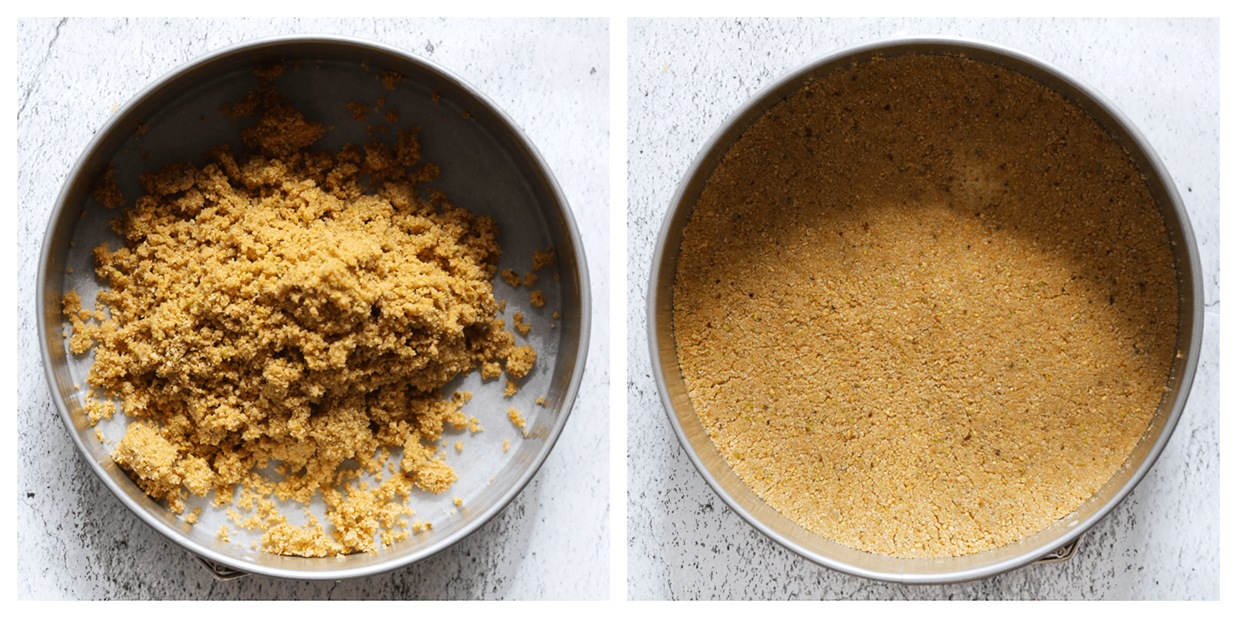 Koekjesdeeg stevig aandrukken in een springvorm