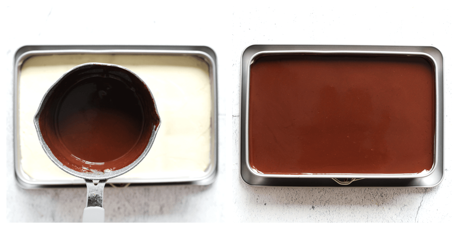 Ganache verdelen over de topping