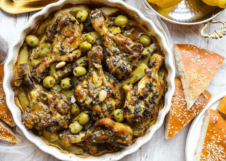 Marokkaanse kippenpoten met aardappels uit de oven