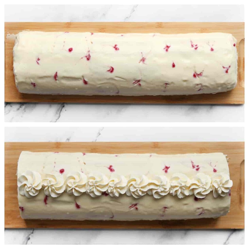 Garneer met toefjes room en frambozen. Bismillah, geniet ervan!