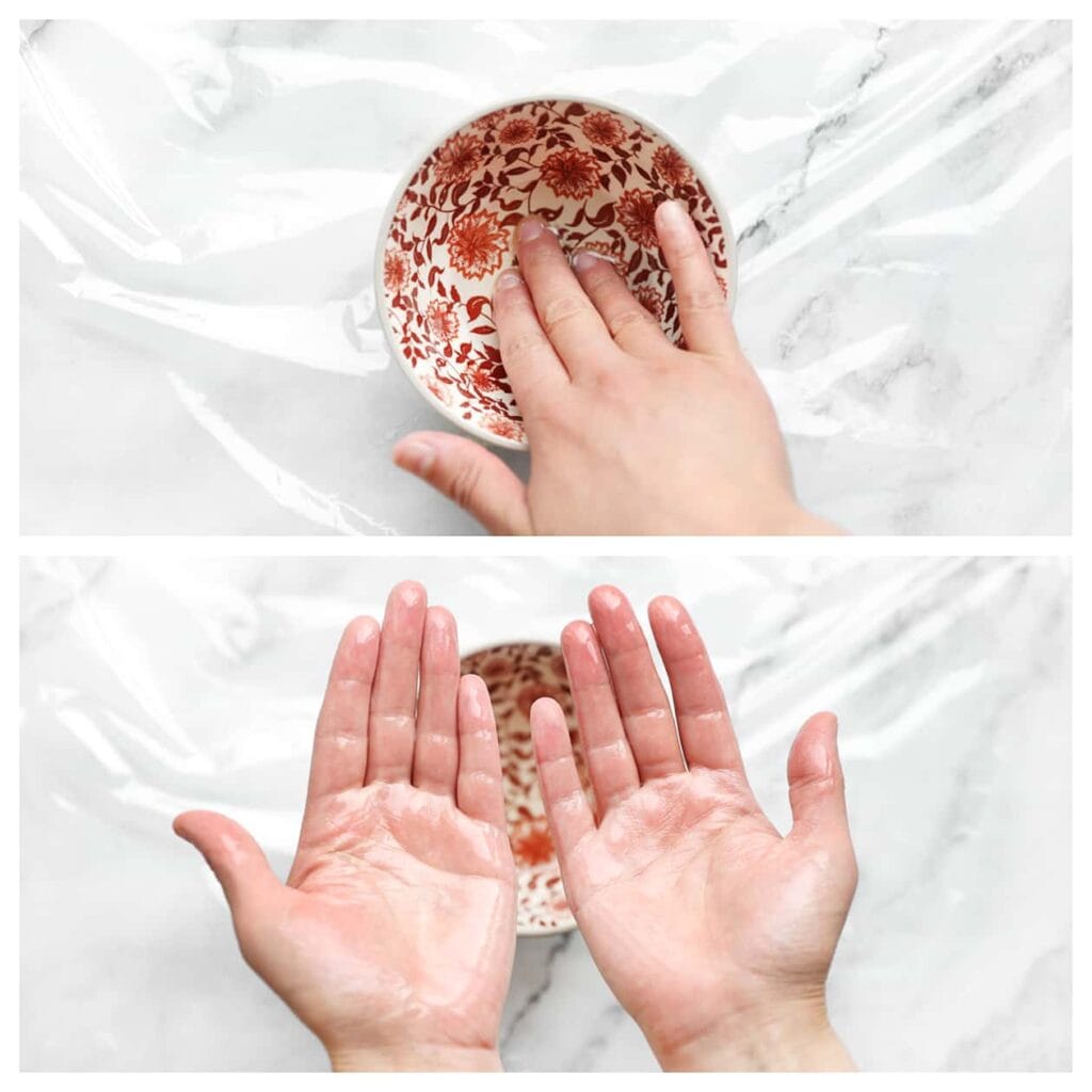 Vet je handen goed in met zonnebloemolie.