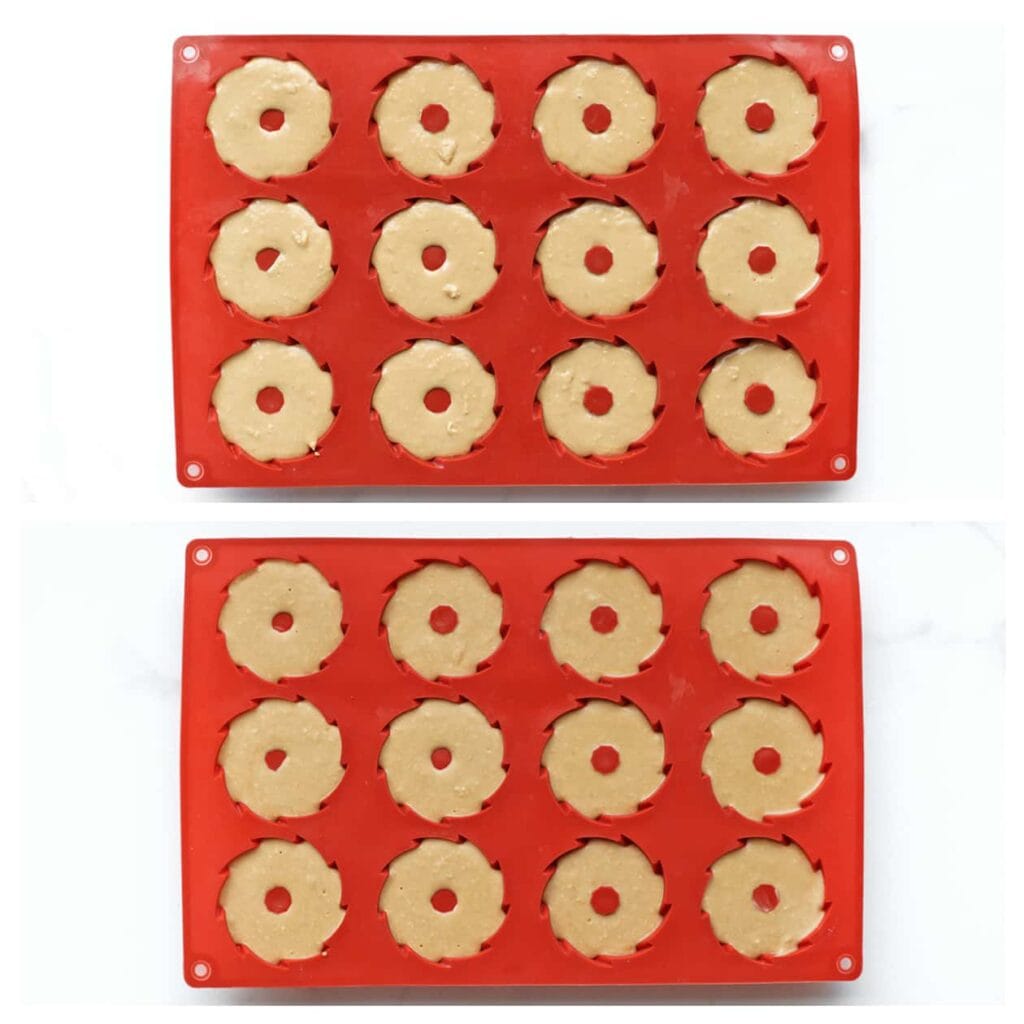 Spuit het chocolade-koekmengsel in een siliconen tulbandvorm. Zet de siliconenvorm 45-60 minuten in de vriezer, of totdat de chocolade hard is geworden.