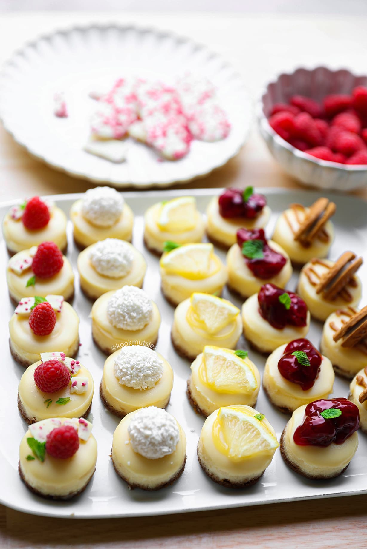 Mini Cheesecakes met Witte Chocolade eindresultaat Kookmutsjes