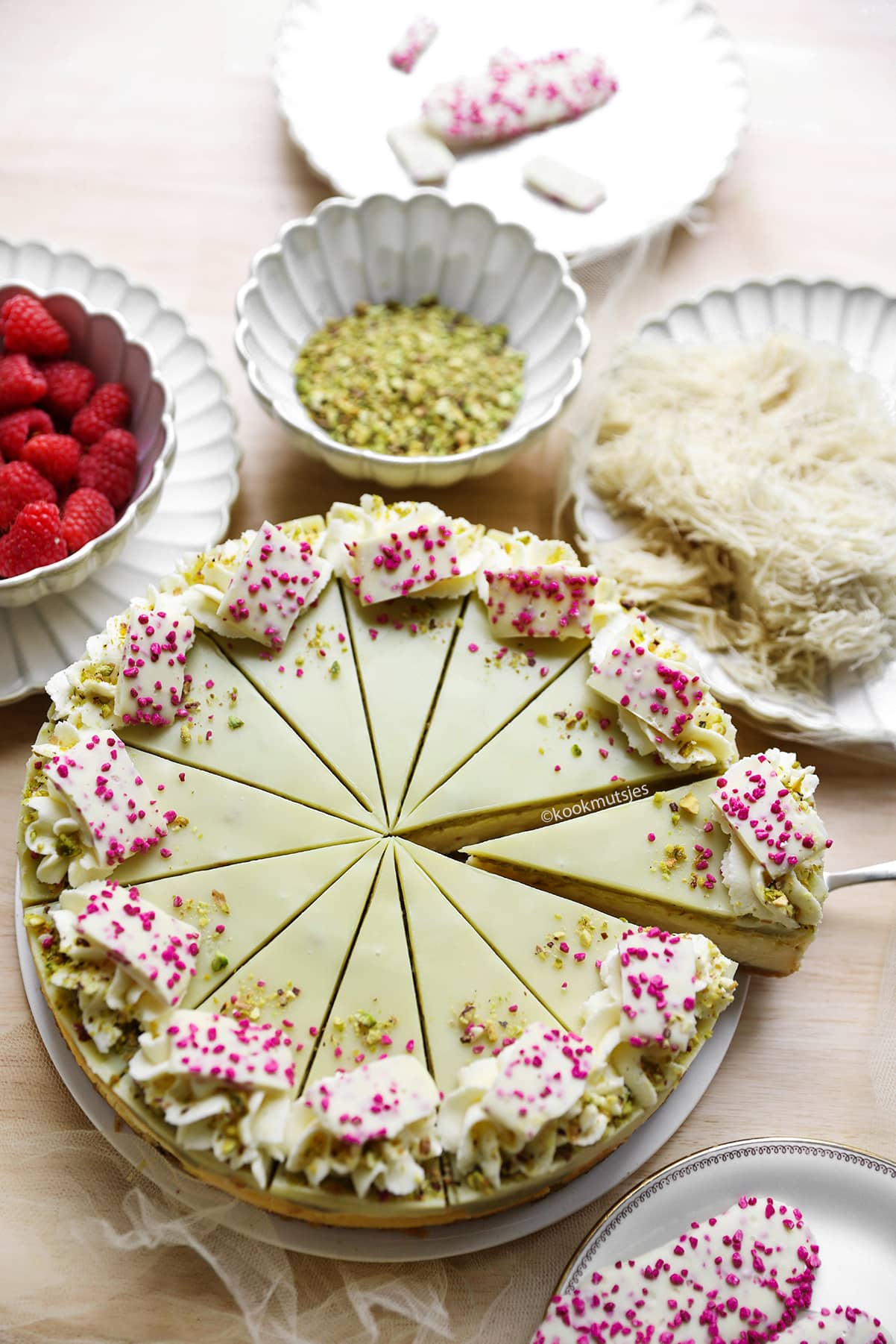 Pistache katayef cheesecake eindresultaat Kookmutsjes