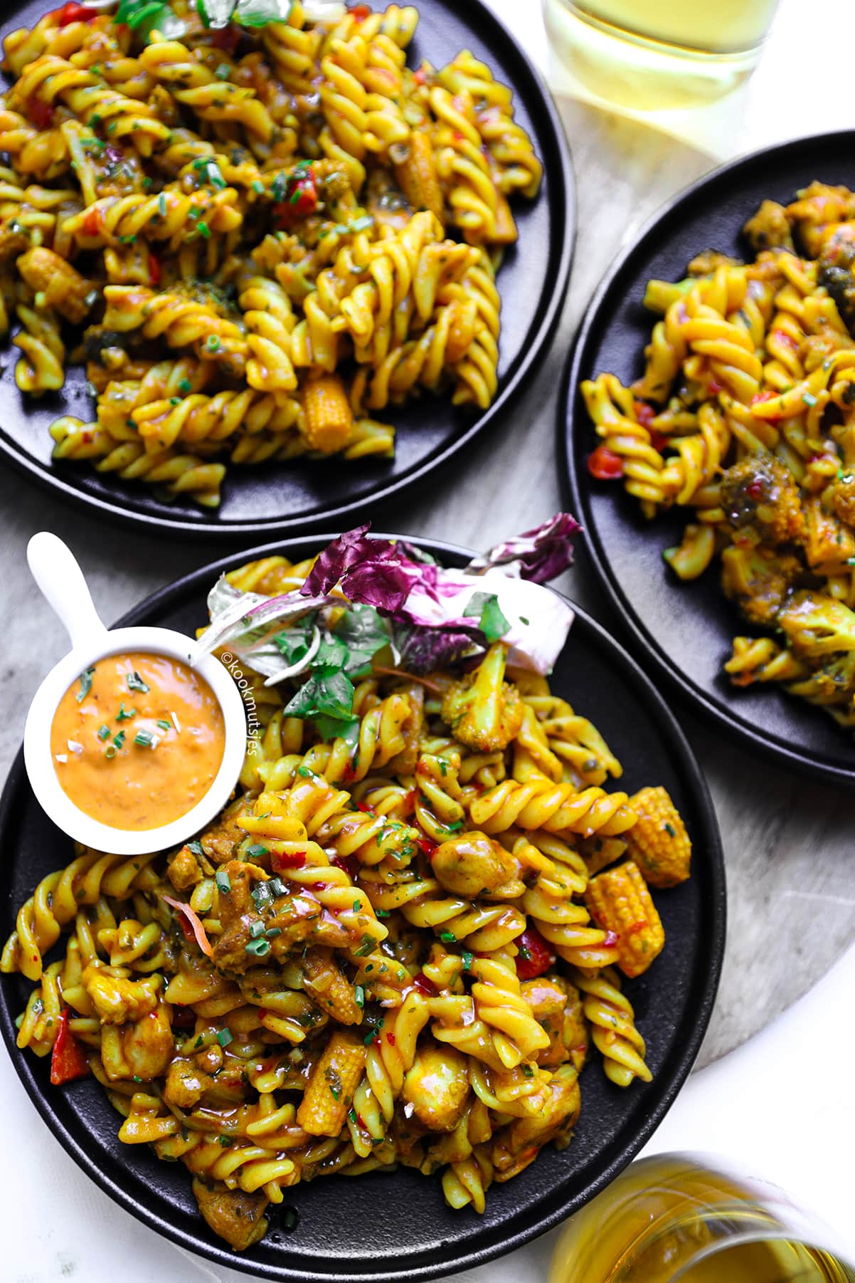 Fusilli met Kipcurry eindresultaaat Kookmutsjes