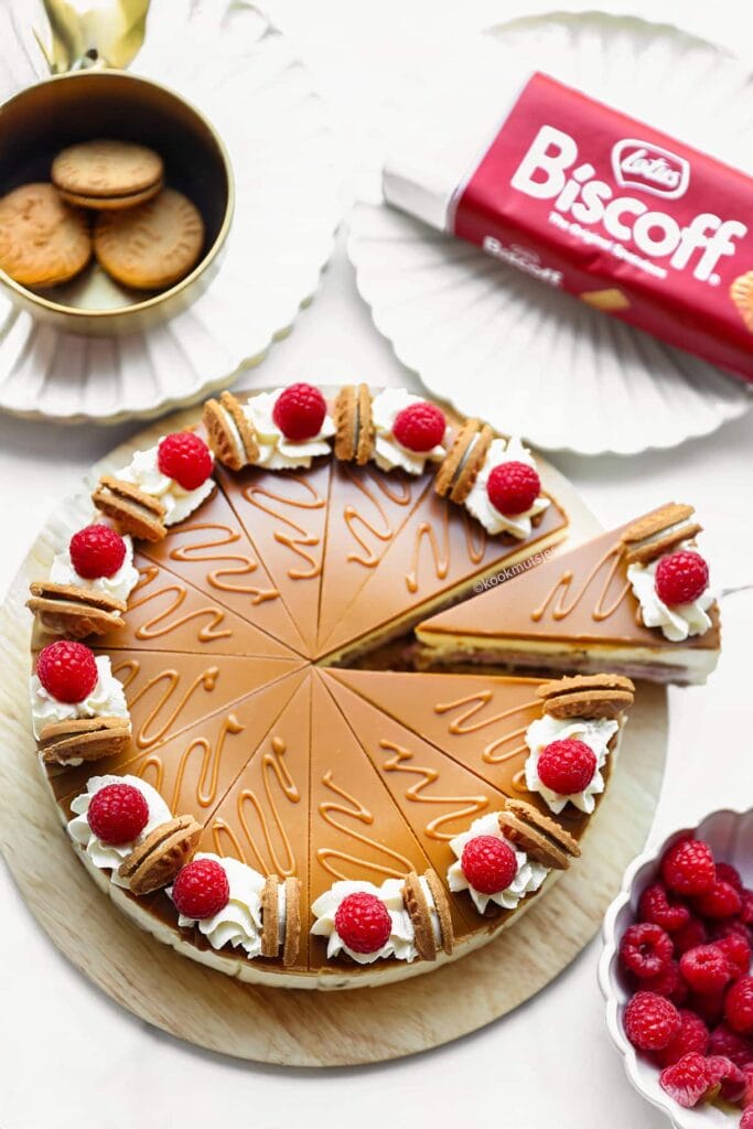 Biscoff-Frambozen Cheesecake eindresultaat Kookmutsjes