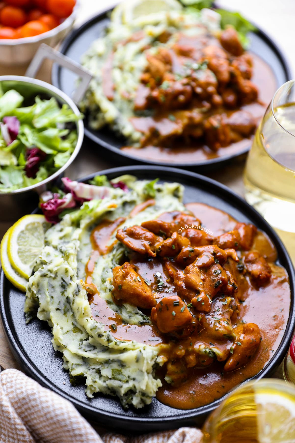 Aardappel-bloemkool stamppot met Kip eindresultaat Kookmutsjes