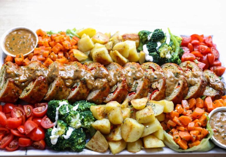 Chicken Roll with Oven-Roasted Vegetables