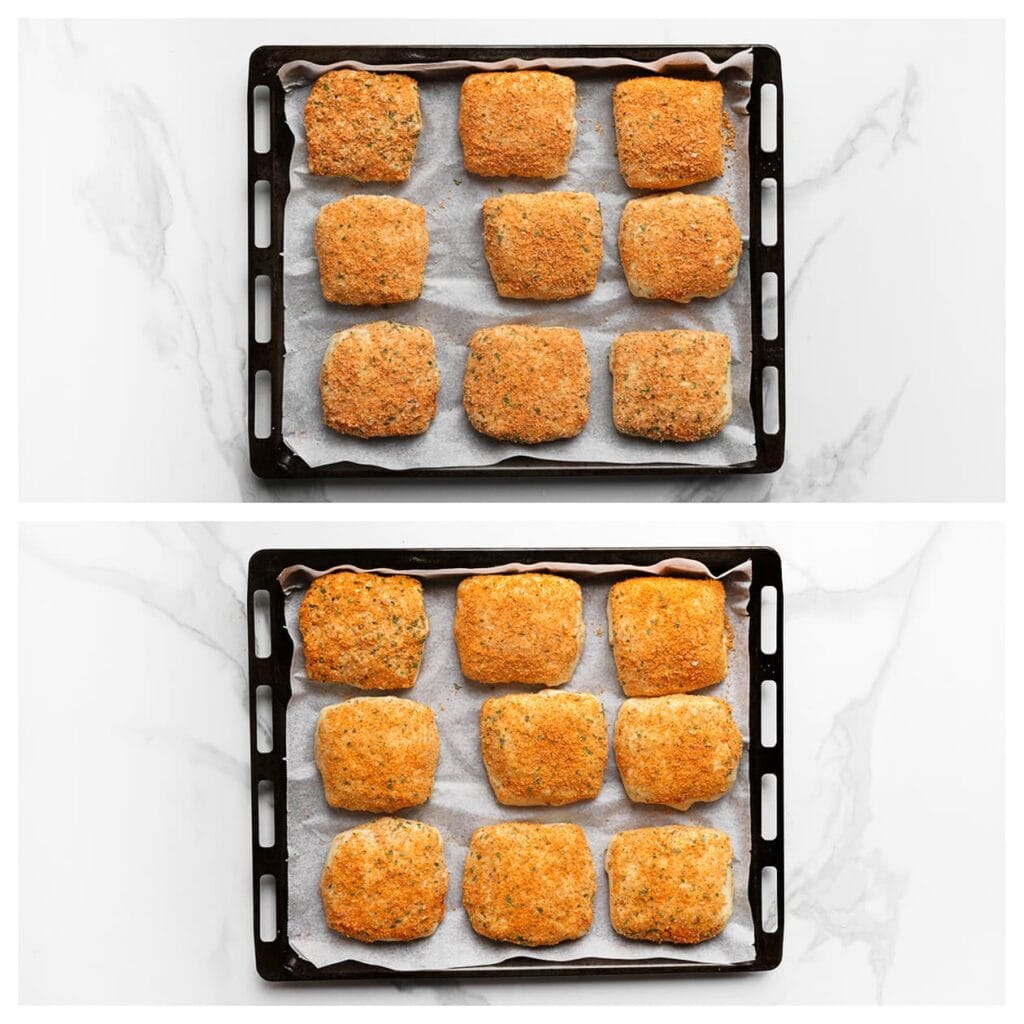 Laat het deeg 30 minuten rijzen, of tot ze in omvang zijn verdubbeld.