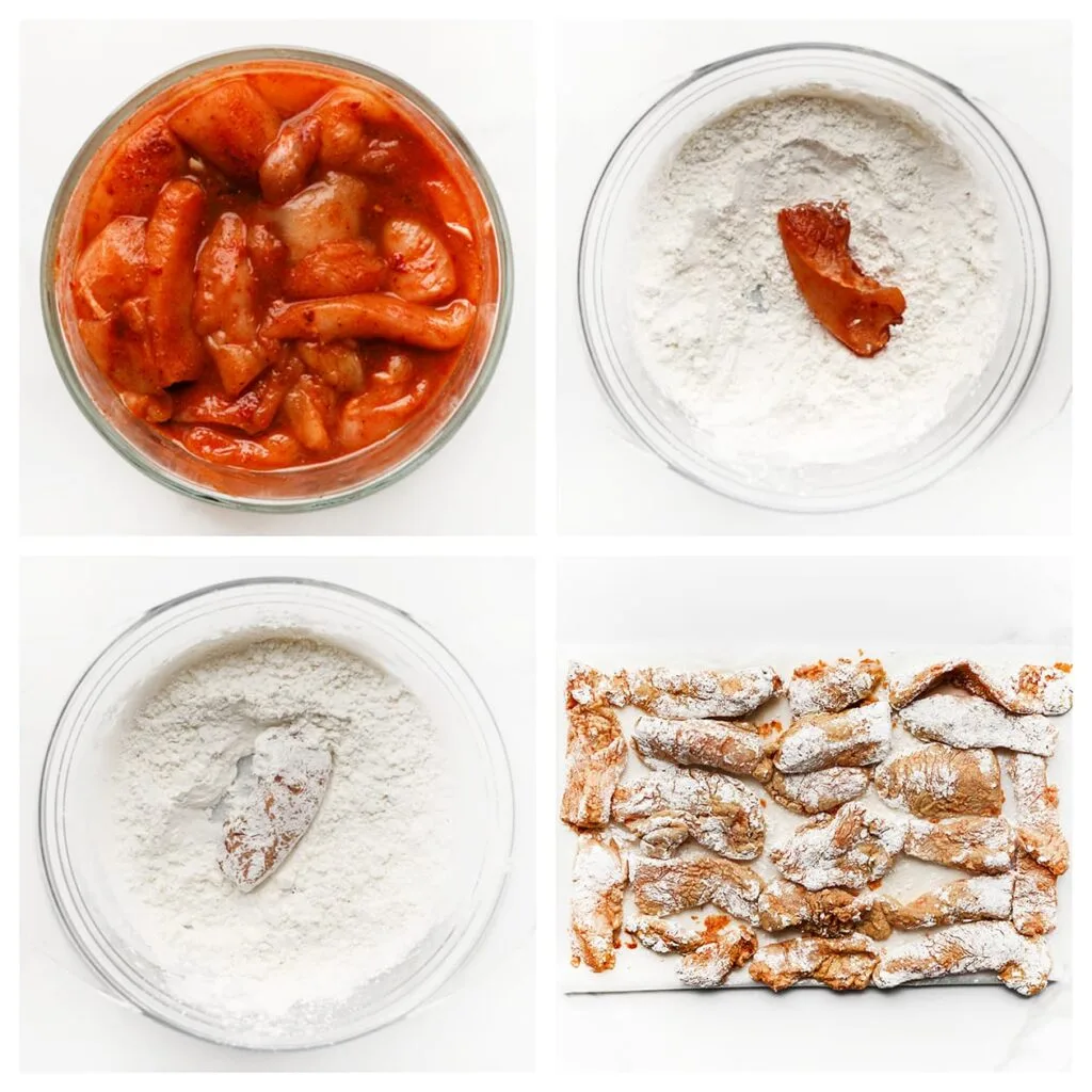 Haal de kip volledig door het maïzenamengsel. Leg op een vel bakpapier.