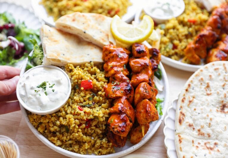 Kipspiesjes met Bulgur en Groenten