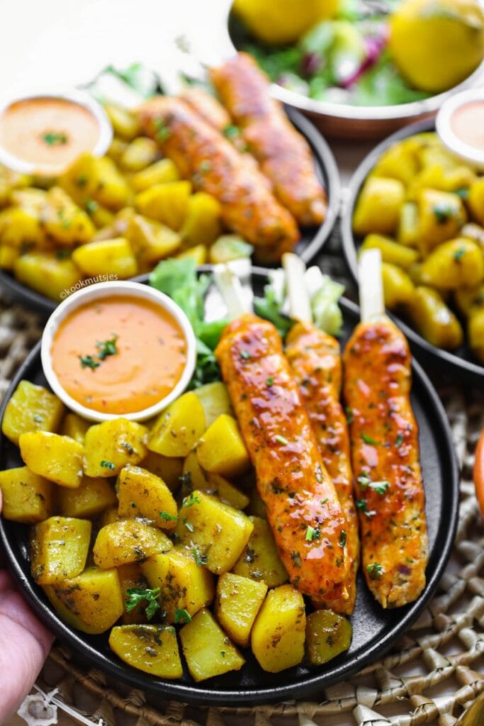 Kipspiesjes met aardappels eindresultaat Kookmutsjes