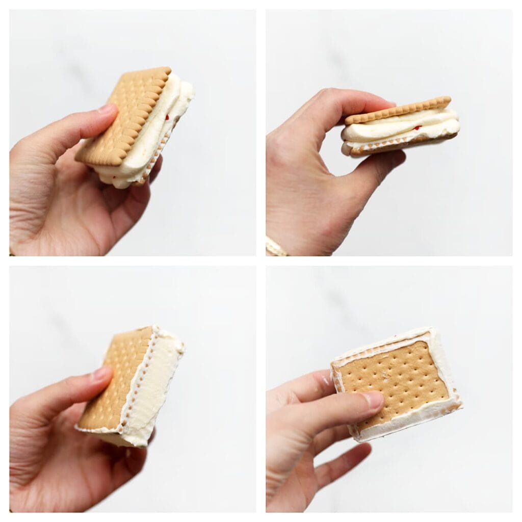 Smeer de zijkanten in met room en strijk daarbij een klein beetje over de bovenkant mee voor een mooie afwerking.