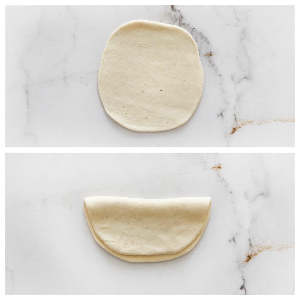 Vouw het deeg dubbel.