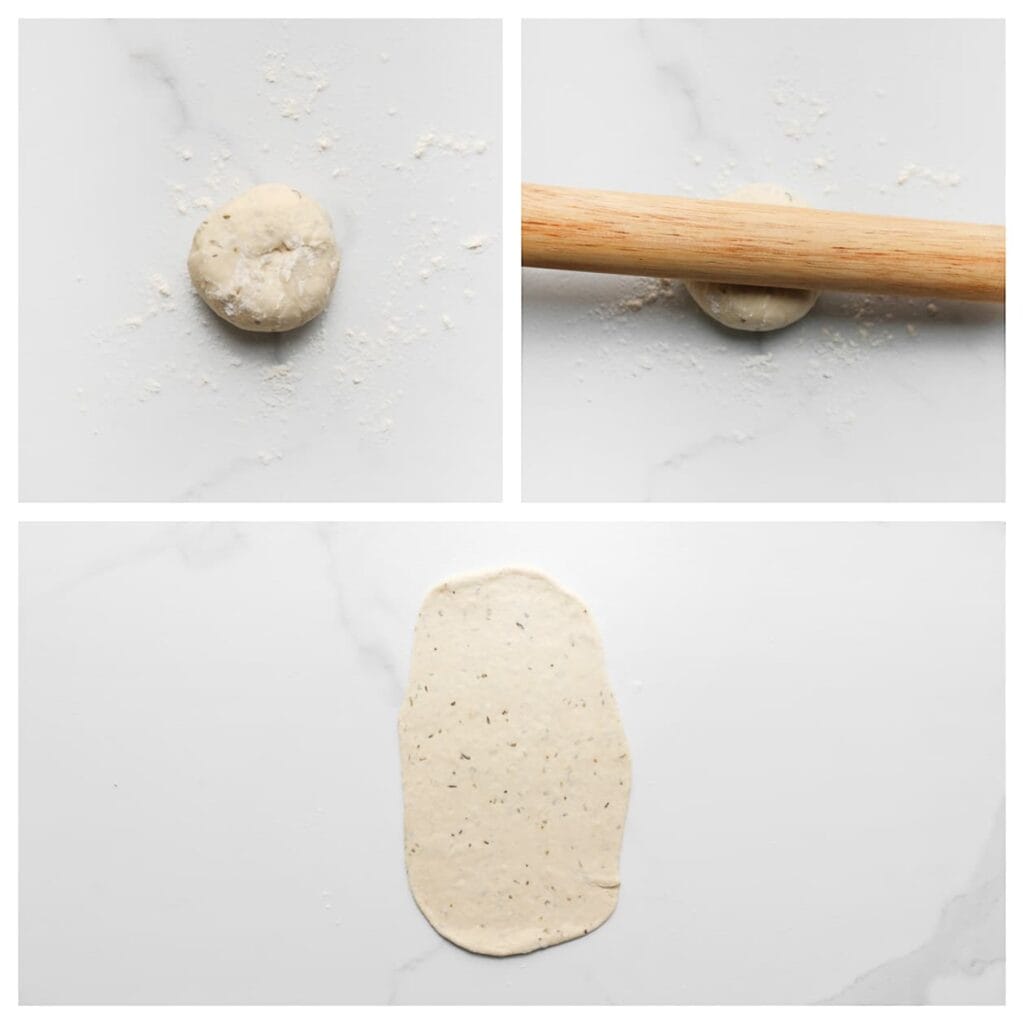 Rol een bol uit tot een rechthoek.