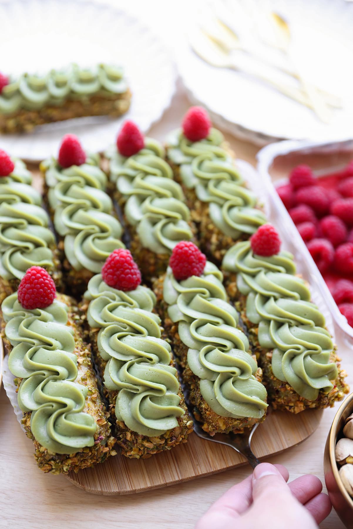 Pistache Gebakjes No bake eindresultaat Kookmutsjes