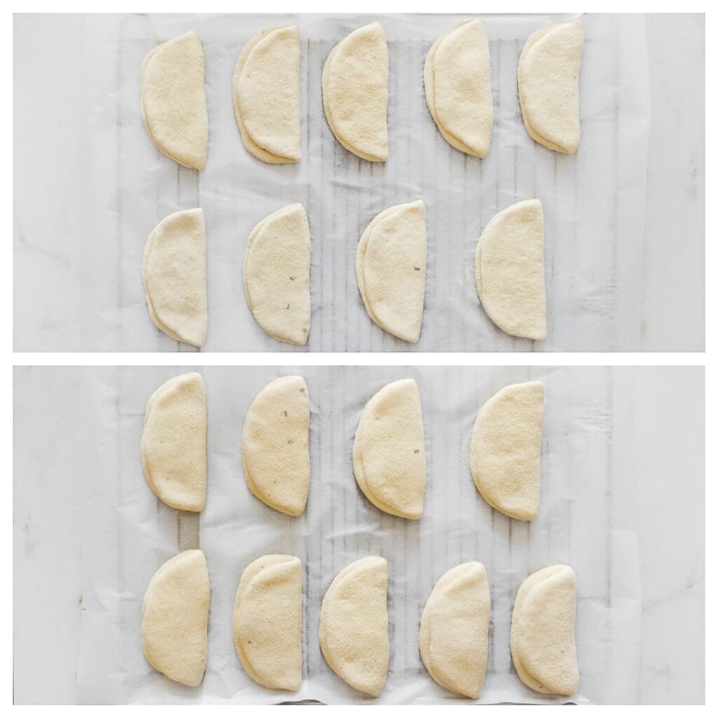 Laat het deeg 30 minuten rijzen, of tot in omvang is verdubbeld.