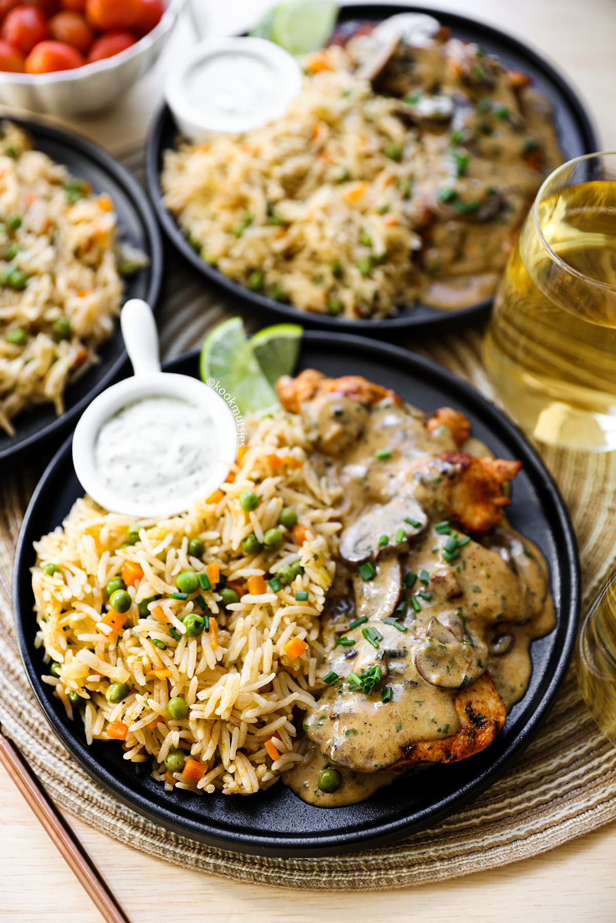 Rijst met Kip en Champignonsaus eindresultaat Kookmutsjes