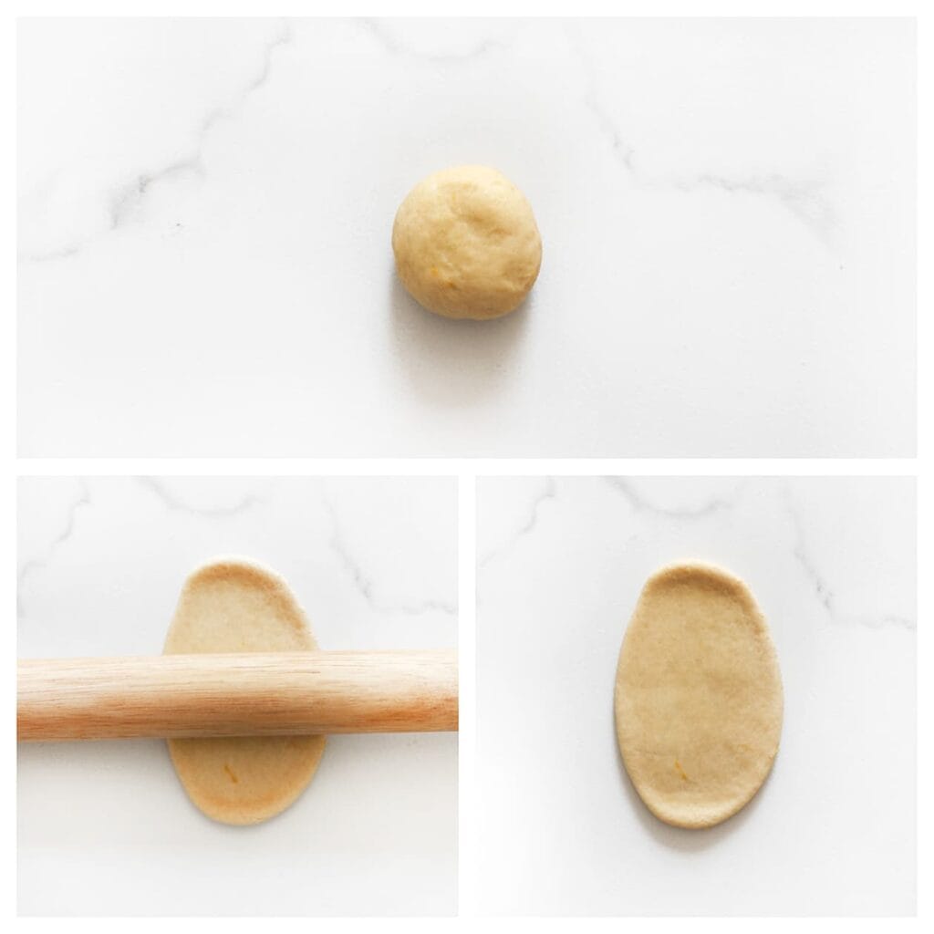 Rol elke bol uit tot een ovaal.