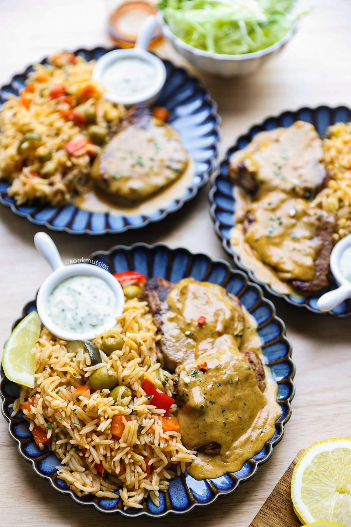 Rijst met Ossenhaas en Pepersaus eindresultaat Kookmutsjes