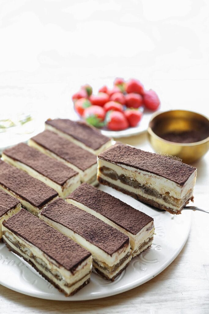 Tiramisu Cheesecake Gebakjes eindresultaat Kookmutsjes