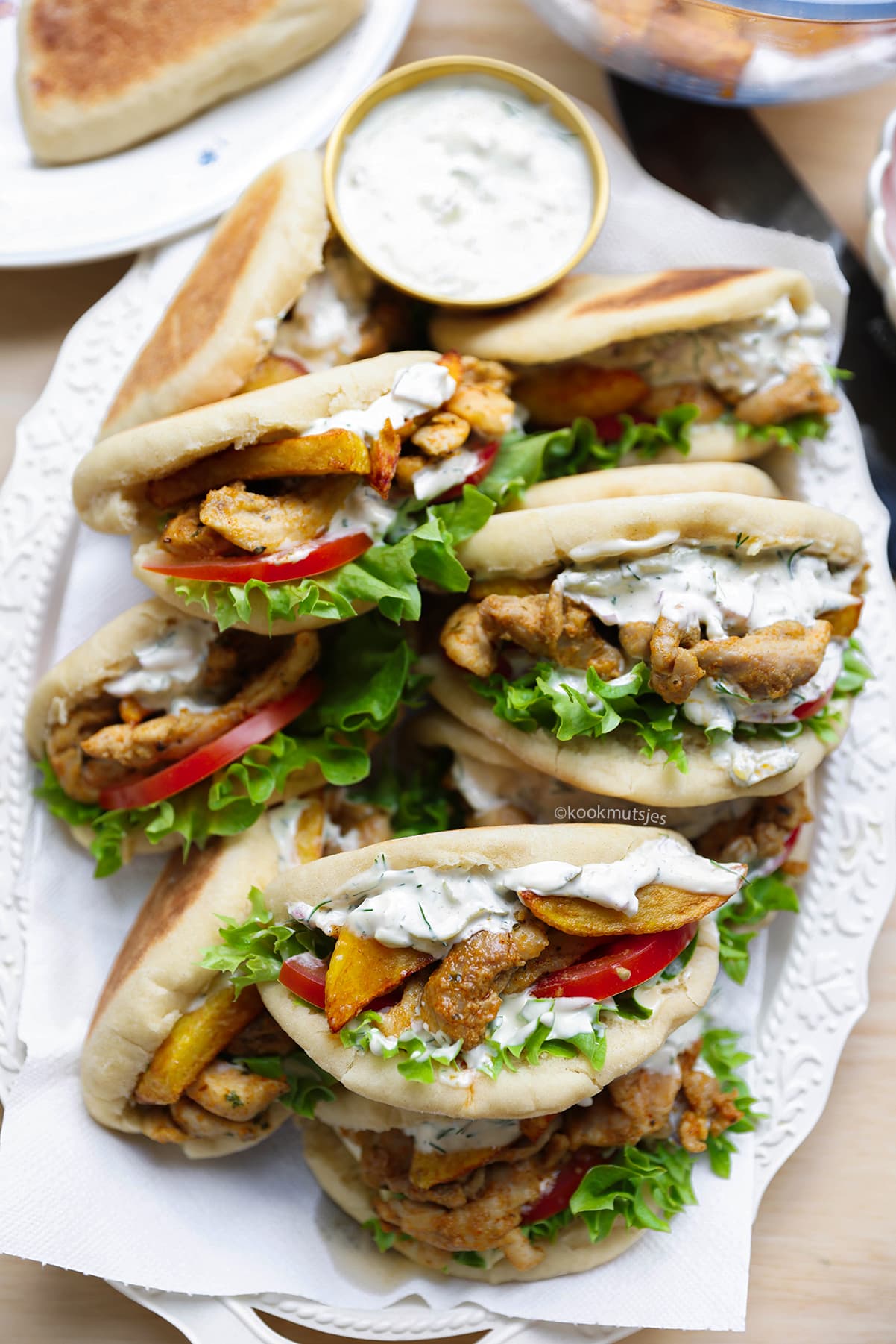 griekse broodjes met kip eindresultaat Kookmutsjes