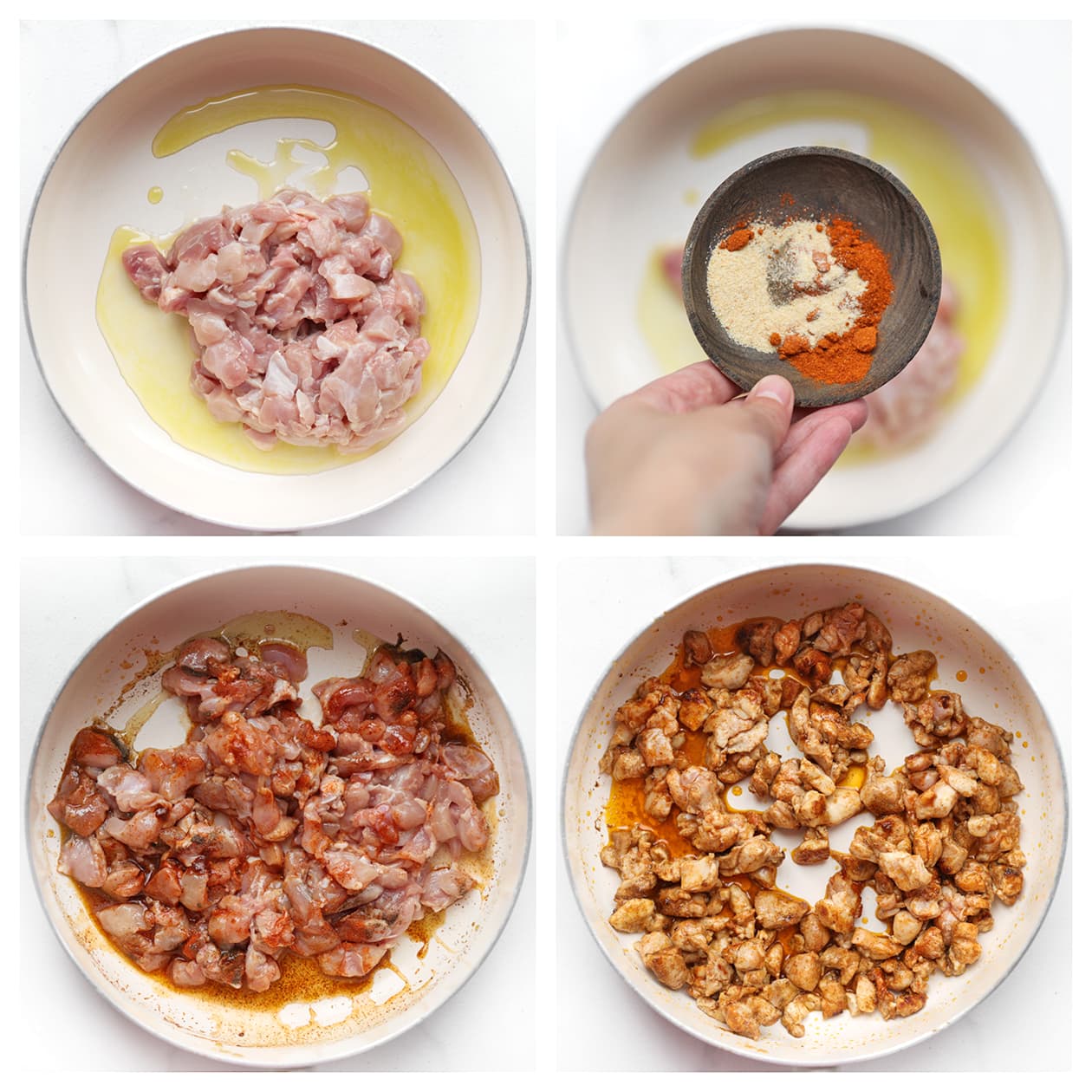 Kip bakken in een hapjespan