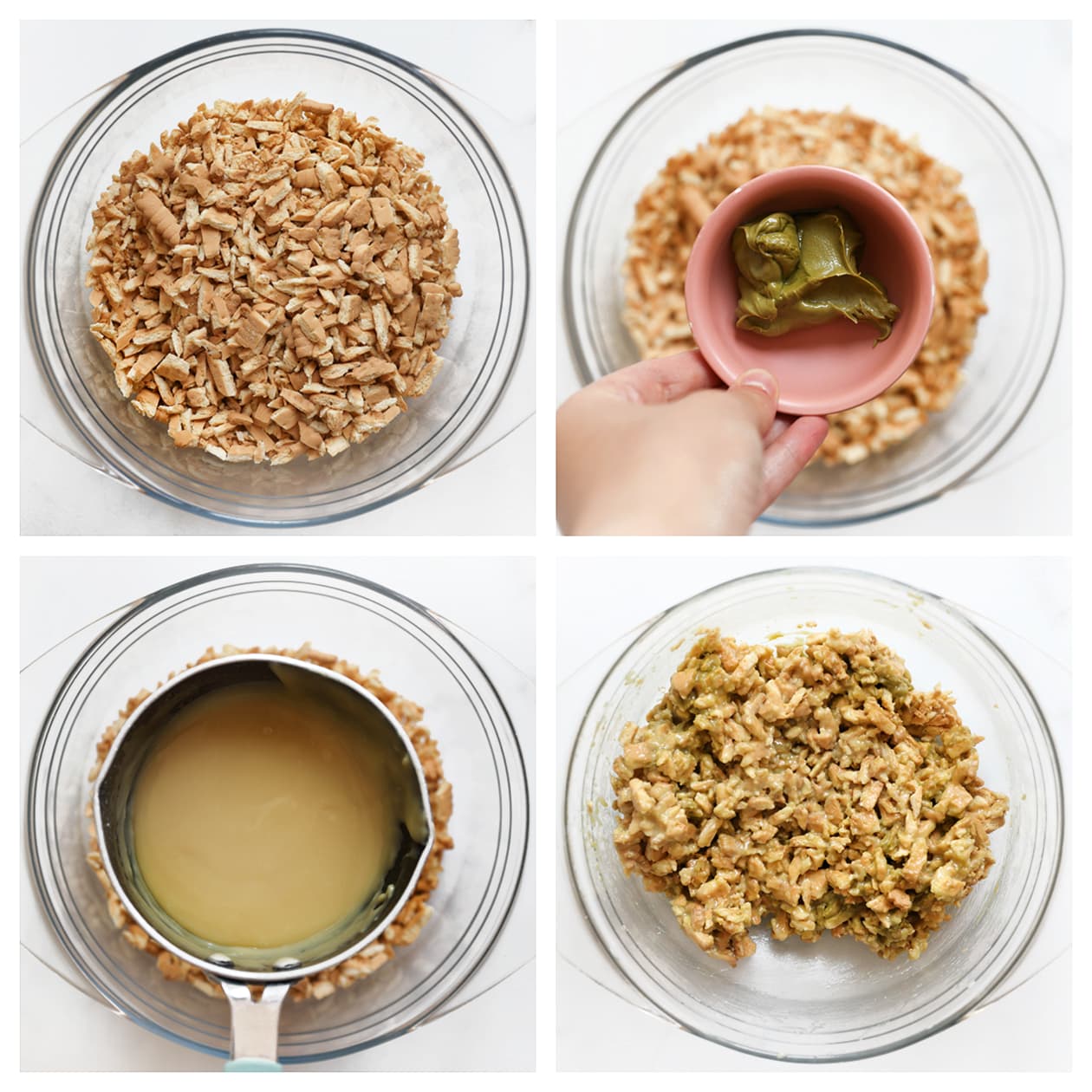 Koekjes mengen met pistache en chocolade