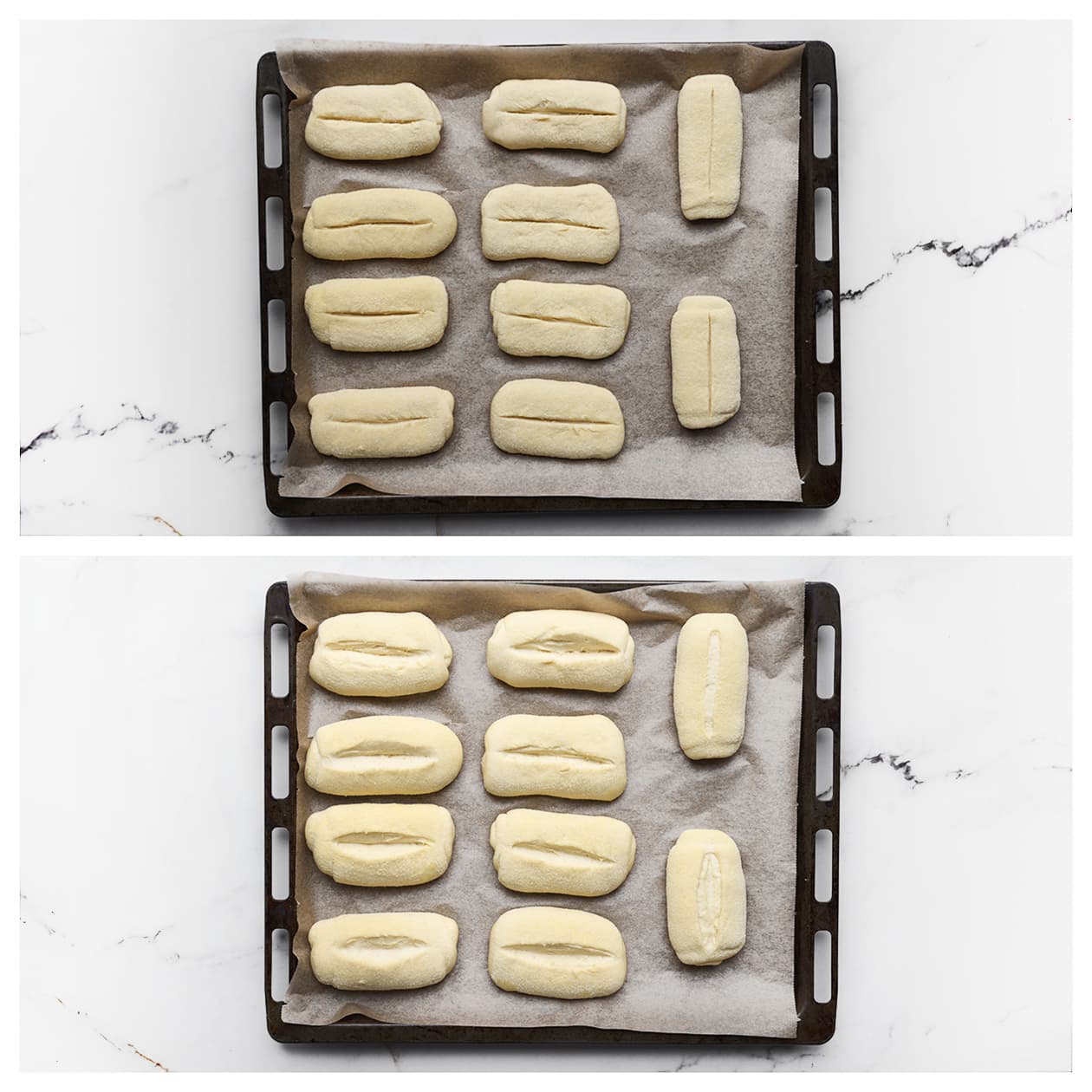 Deeg insnijden en laten rijzen