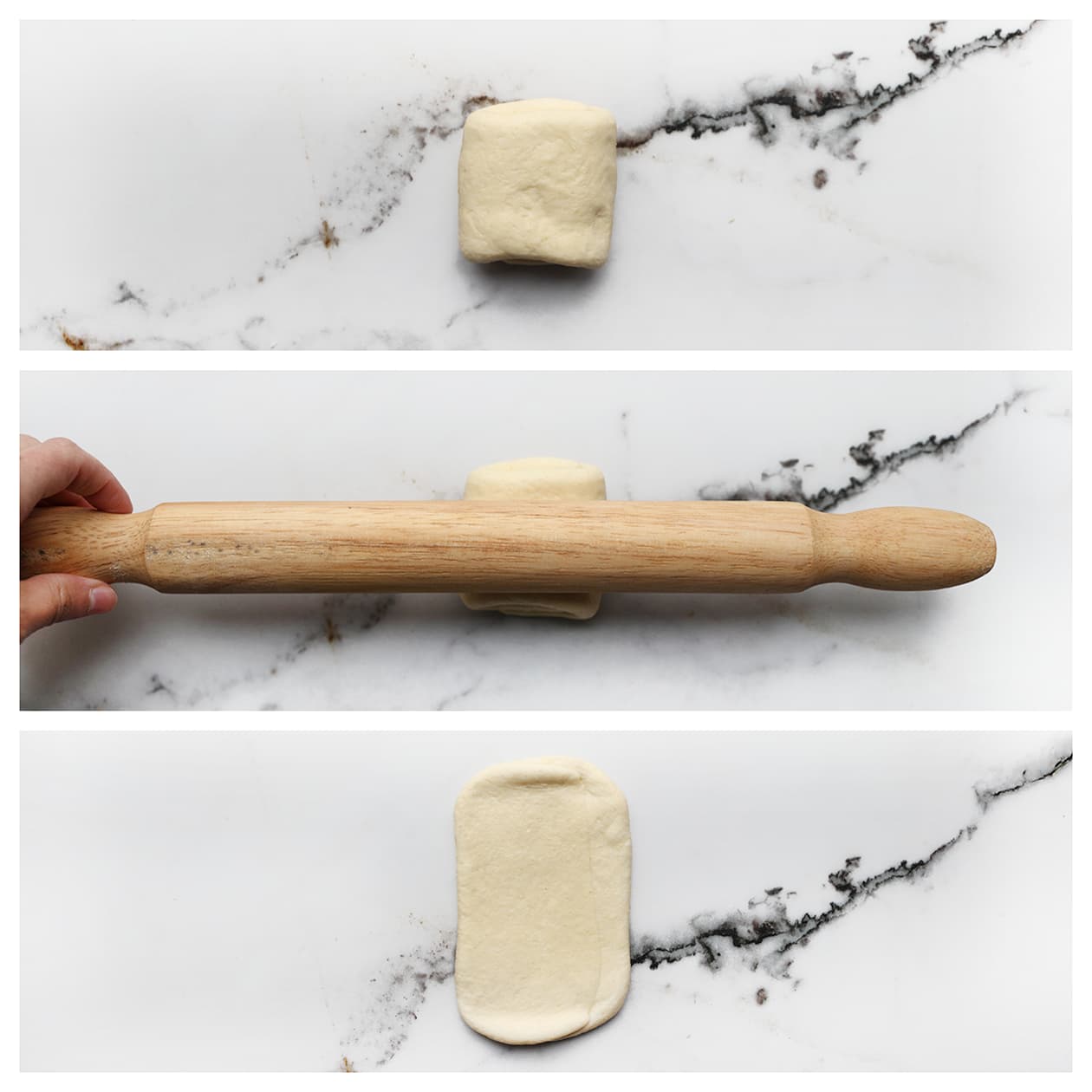 Deeg uitrollen tot een rechthoekige lap