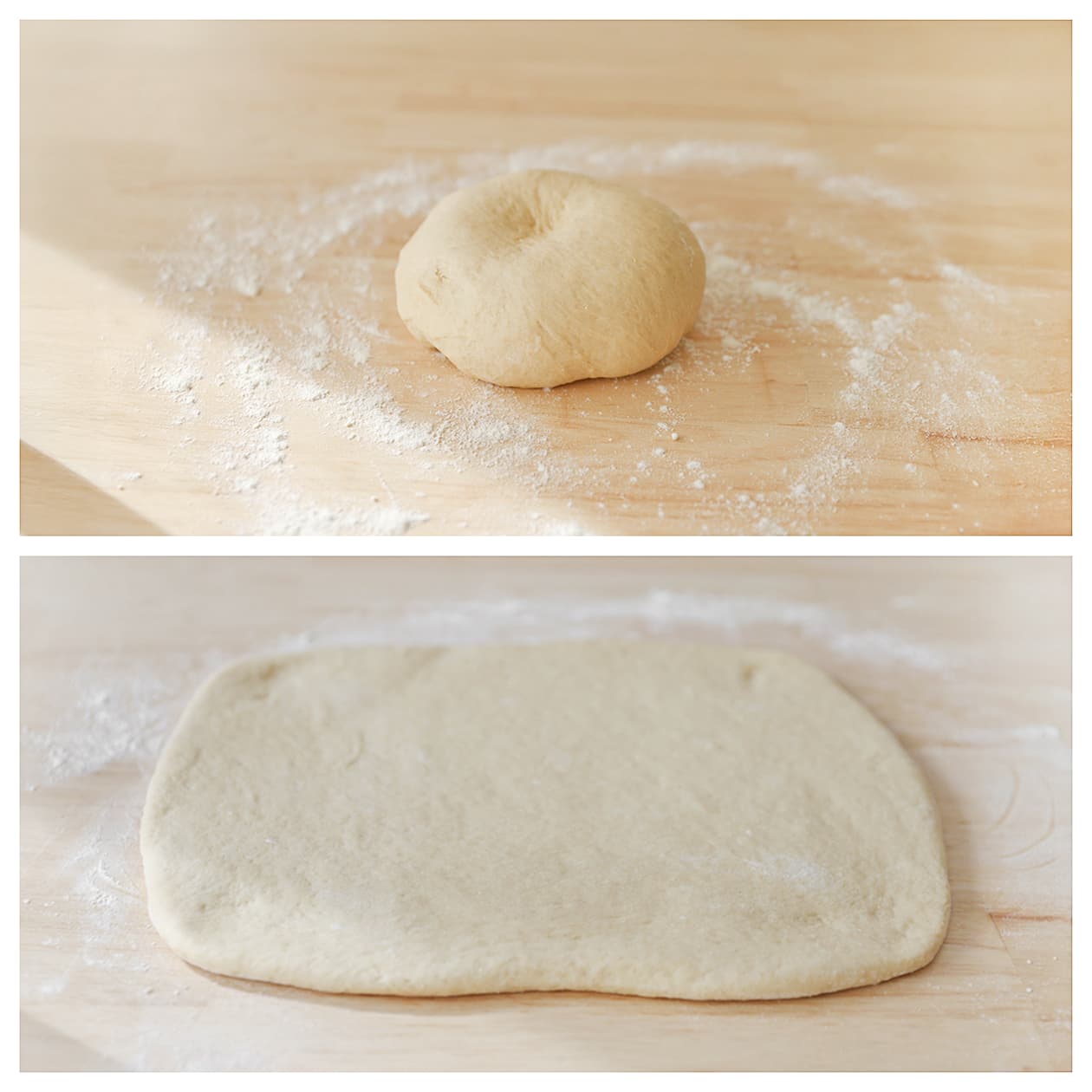 Deeg uitrollen tot een rechthoekige lap