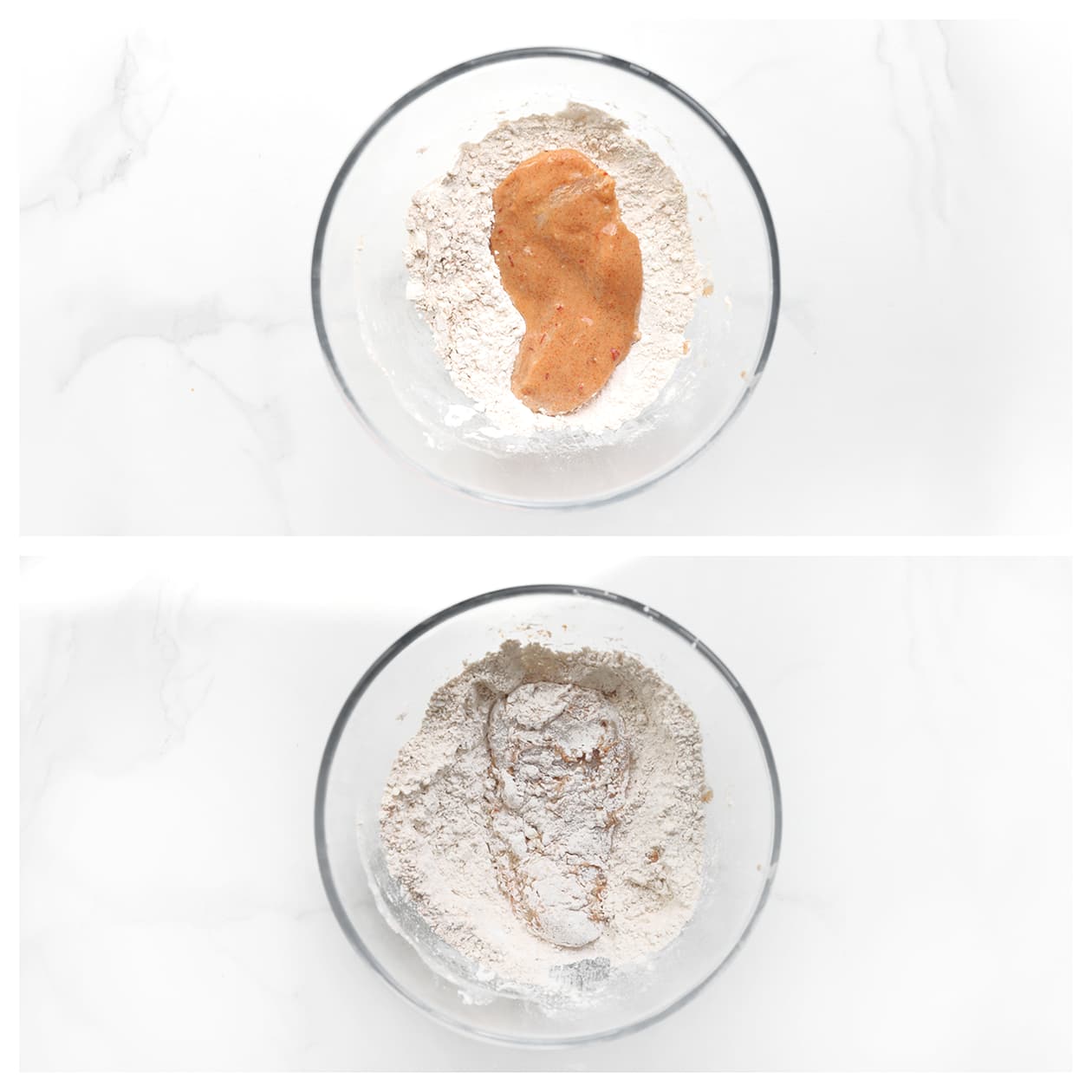 Kip door het bloemmengsel halen