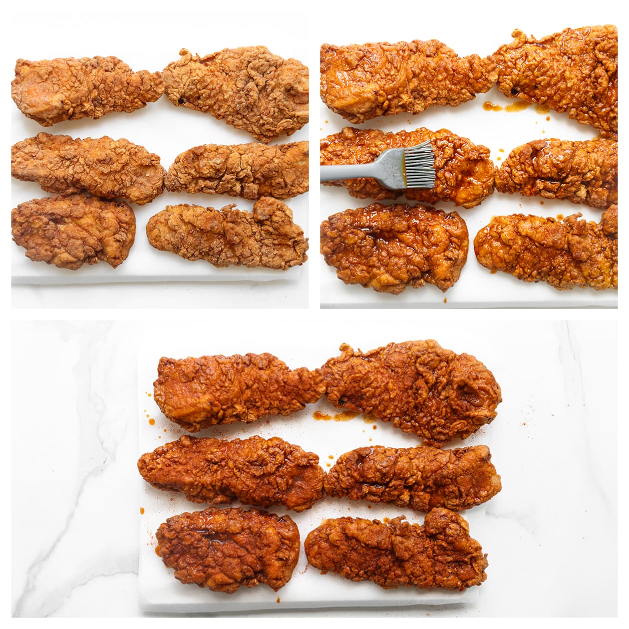 Kipstukjes insmeren met saus