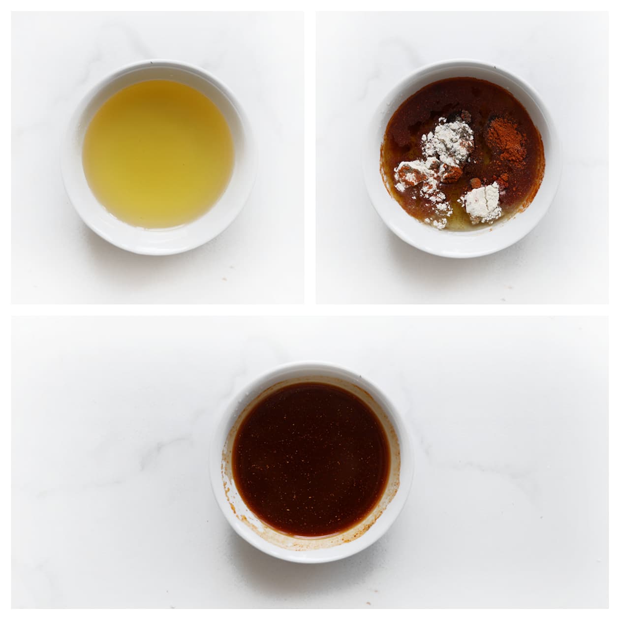 Saus mengen in een klein kommetje