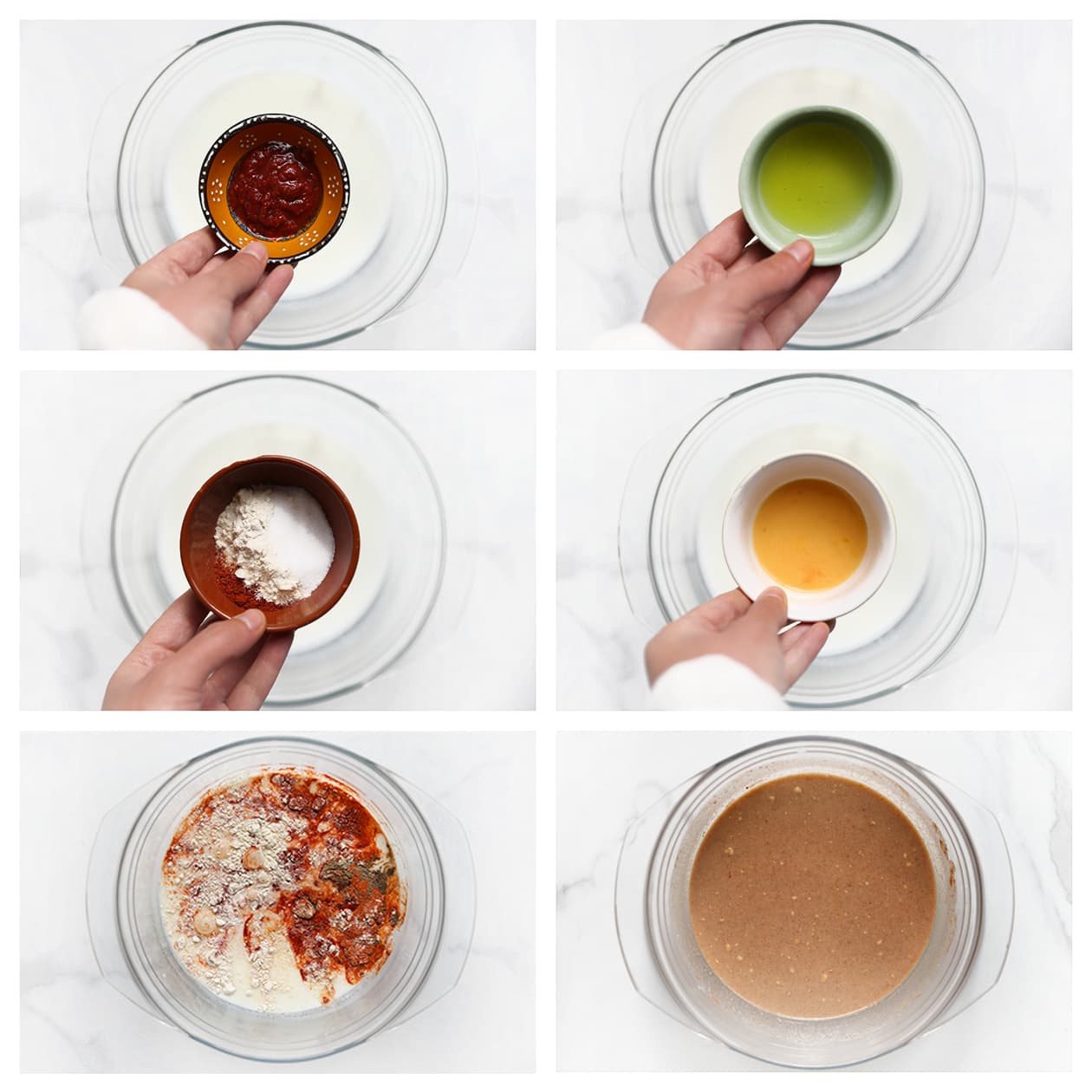 Sausje mengen in een diepe kom voor de kip