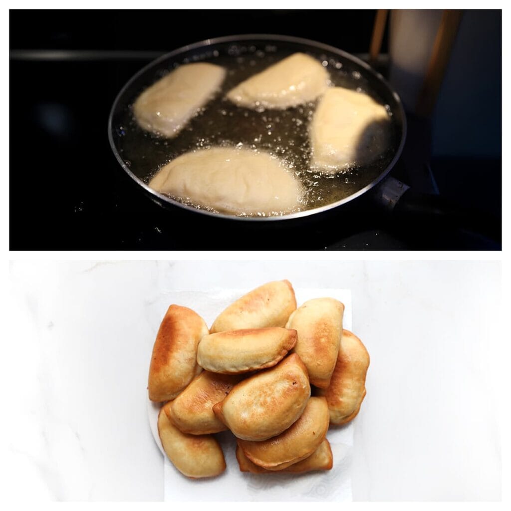 Verhit een laag zonnebloemolie (&plusmn; 2 cm) in een koekenpan tot 175 &deg;C. Bak de broodjes aan beide kanten goudbruin. Laat uitlekken op keukenpapier.