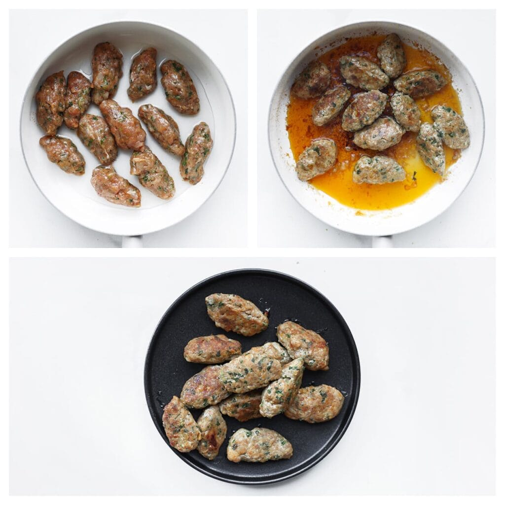 Verhit de zonnebloemolie in een koekenpan op middelhoog vuur. Bak het gehakt rondom goudbruin en gaar. Schep uit de pan en zet apart.