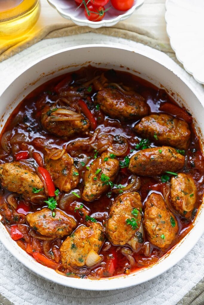 Gehakt in Saus eindresultaat Kookmutsjes