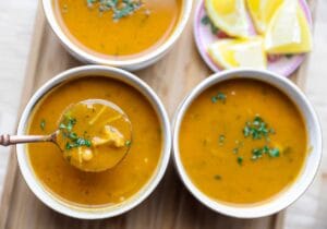 Vissoep met Kabeljauw en Garnalen Kookmutsjes