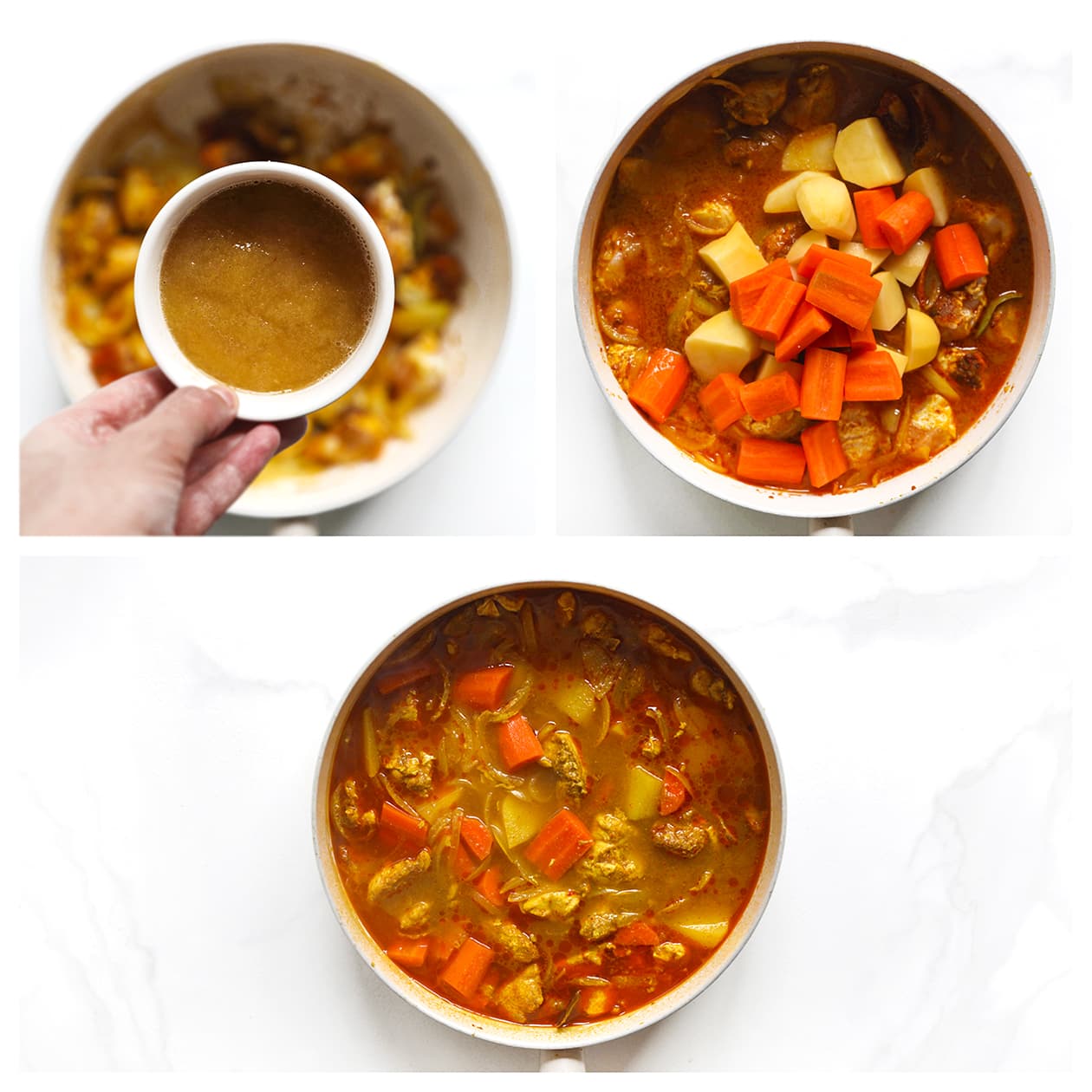 Appel, aardappel en wortel toevoegen