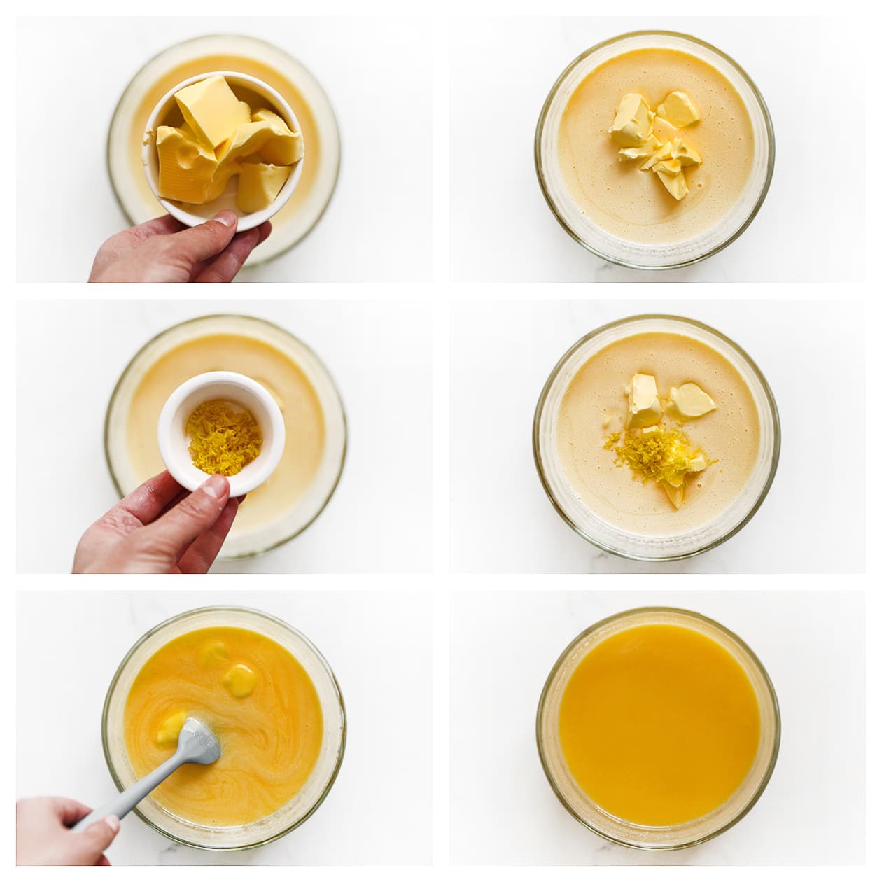 Boter, citroenrasp mengen door het eimengsel