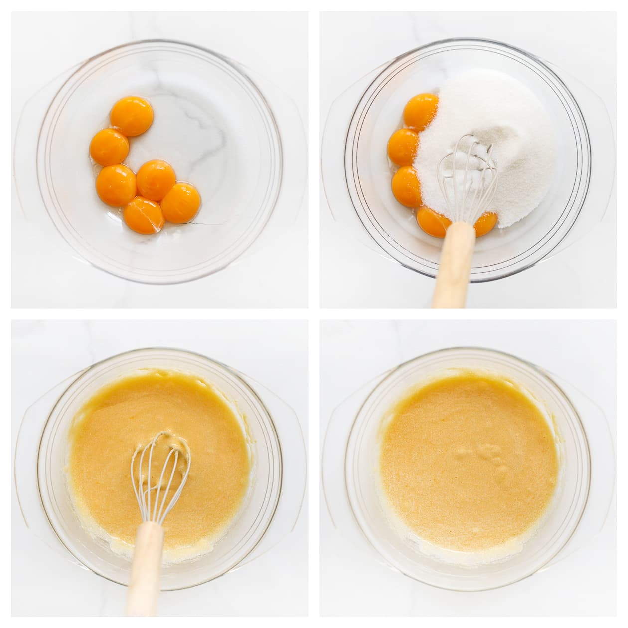 Eidooiers mixen met suiker tot een gladde massa