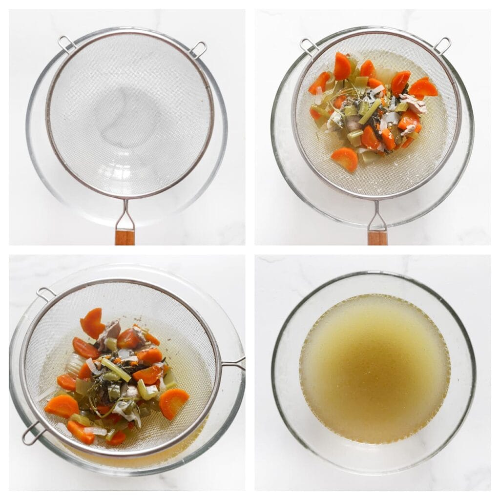 Zeef de bouillon en bewaar deze voor de ragoutsaus.