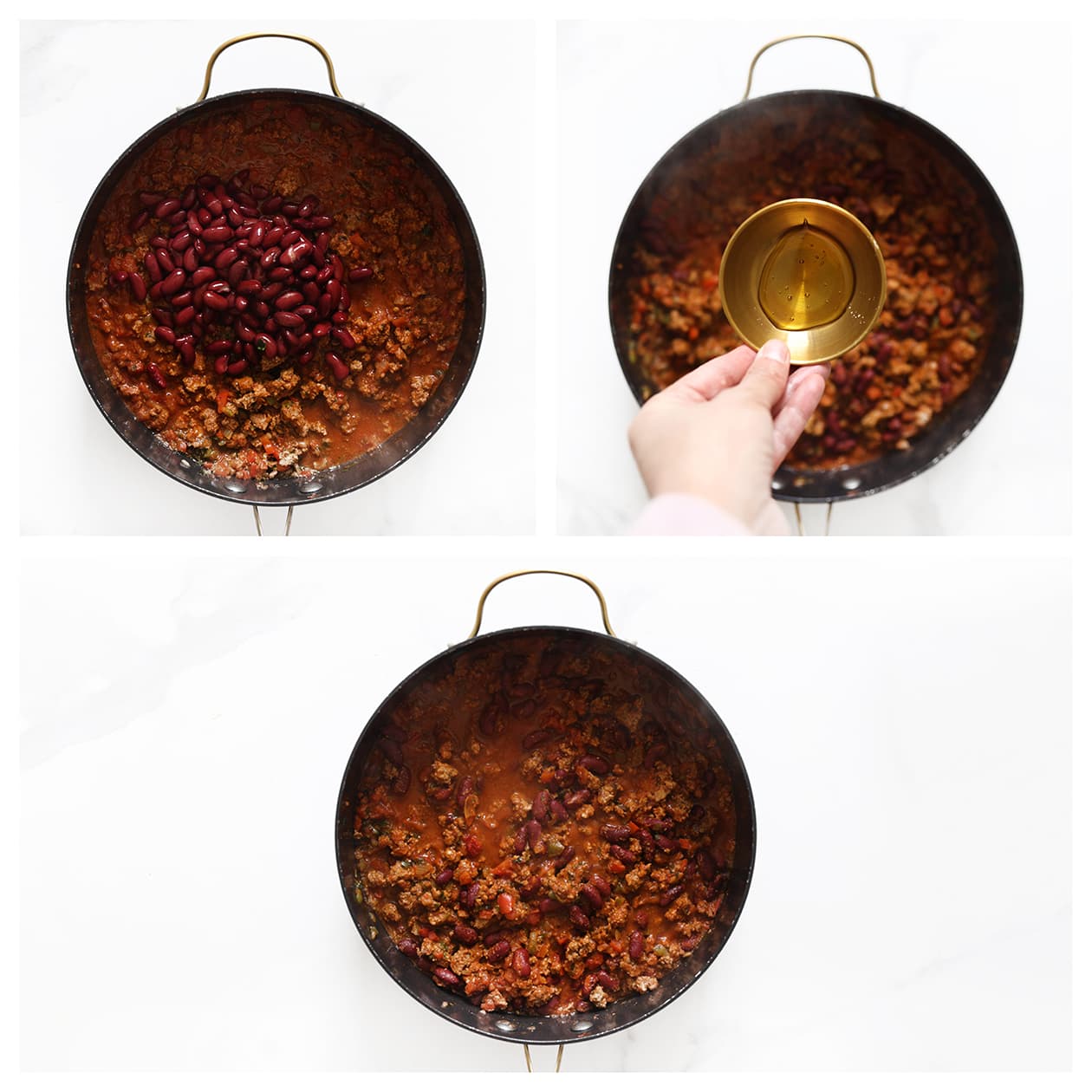 Kidney bonen en honing toevoegen - Chili con carne recept