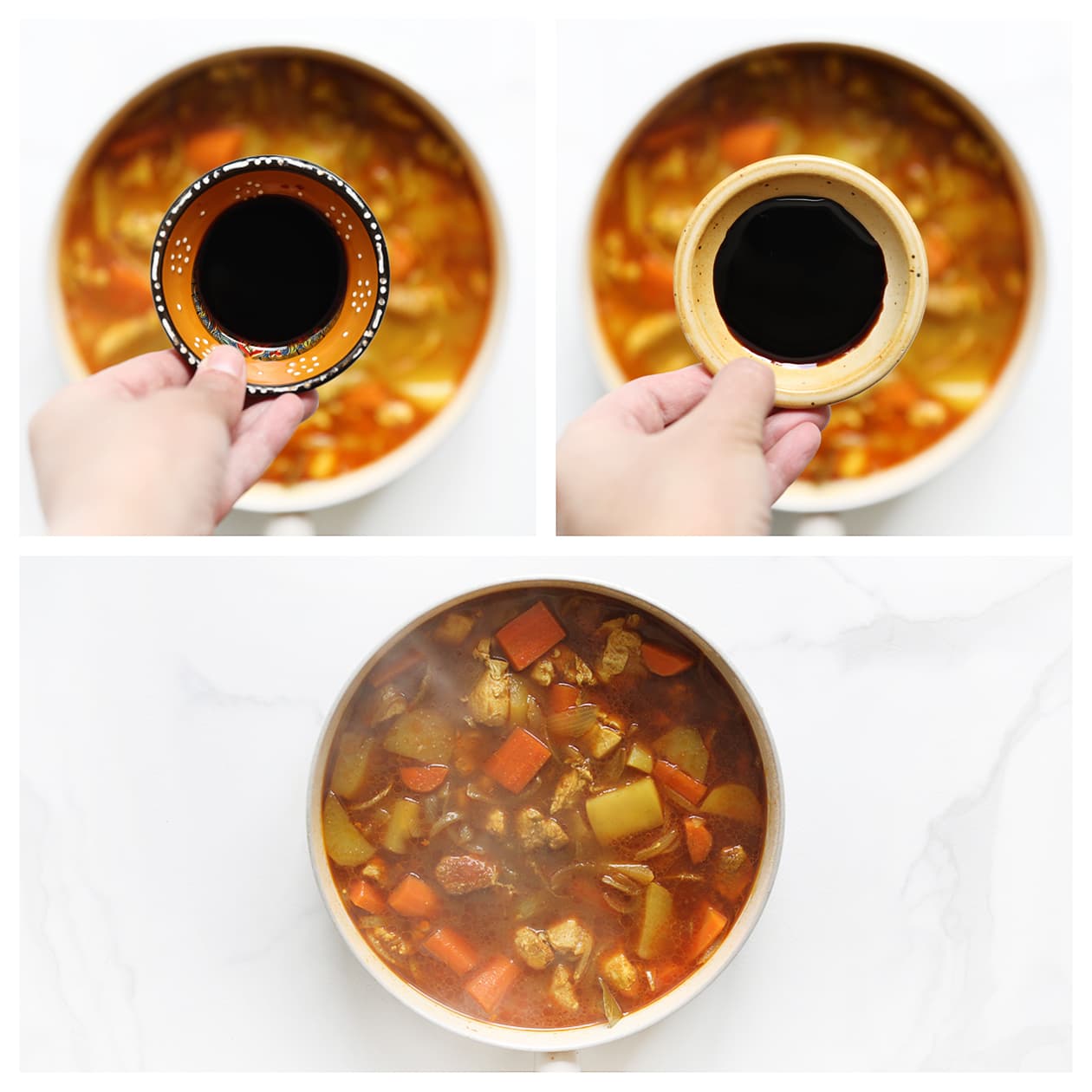 Sojasaus en ketjap manis toevoegen