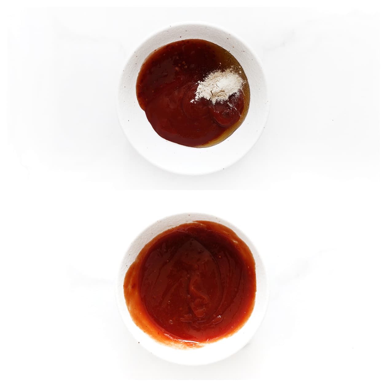 Tomatensaus mengen in een kom