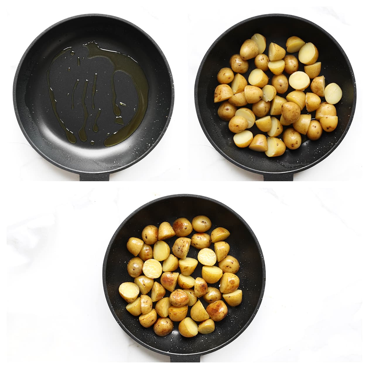 Aardappelkrieltjes goudbruin bakken